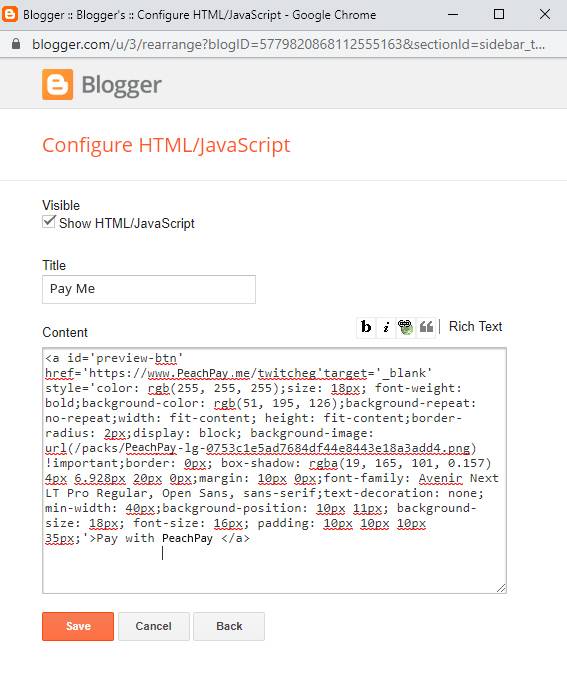 Configure HTML/Javascript