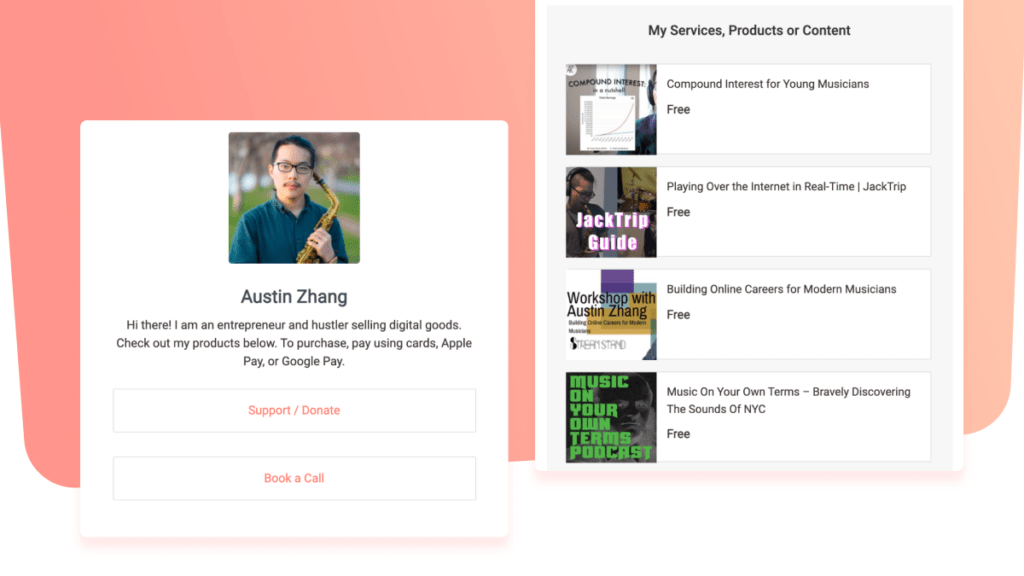 Austin Zhang sells music via PeachPay